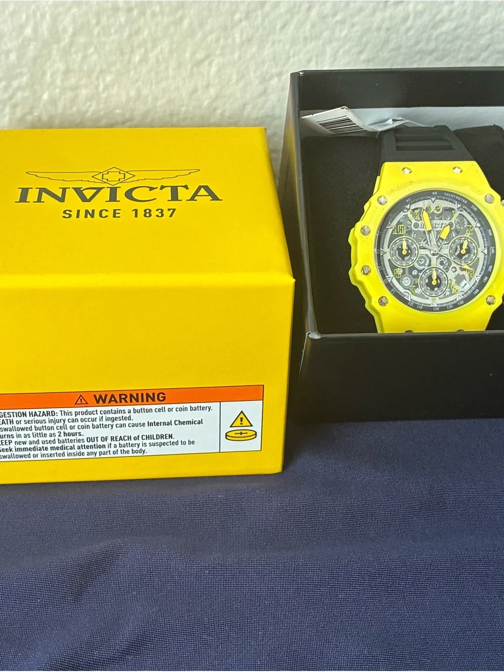 Invicta Yellow Bezel Chronograph with Black Strap